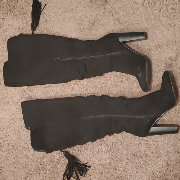 Black Over The Knee Boots - Picture 2 of 4